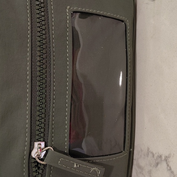 Olive Green Clutch with Detachable Canvas Strap Multiple Pockets - Picture 7 of 12